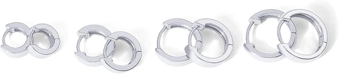 PAVOI 18K Gold Plated Sterling Silver Posts 4 Pairs Small Hoop Earrings Set | Huggie Hoop Pack Four Pairs Earrings for Women 10mm 12mm 14mm 16mm...