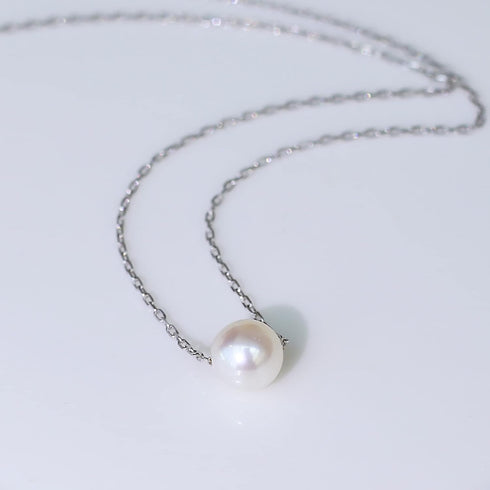 Single Pearl Necklace for Women 925 Sterling Silver Freshwater Cultured 6.5mm - 7mm Pearls Choker Genuine Floating Pearls Necklaces Real Round Whi...
