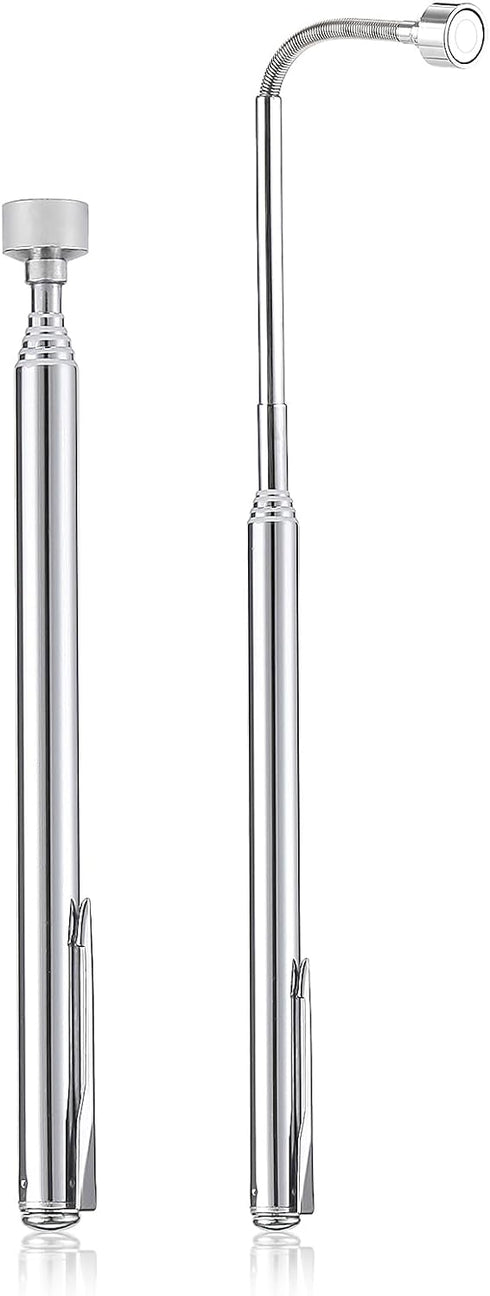 Rechabite 2 Pieces 5 LBS Flexible Magnetic Pickup Tool Set, 23.6" Spring Bendable Extension Pick Up, with Pen Clip Design, Magnet Stick Kit for Me...