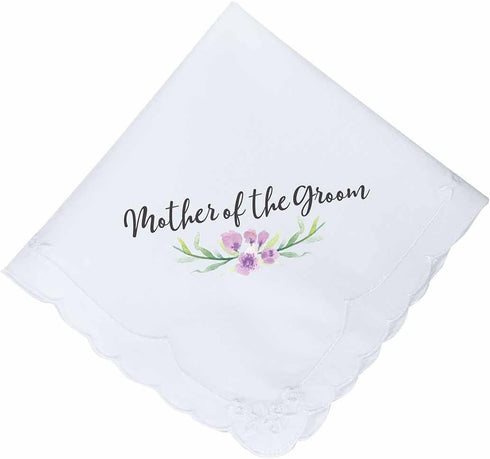 Lillian Rose 12"x12" Purple Floral Mother of The Groom Hankie...