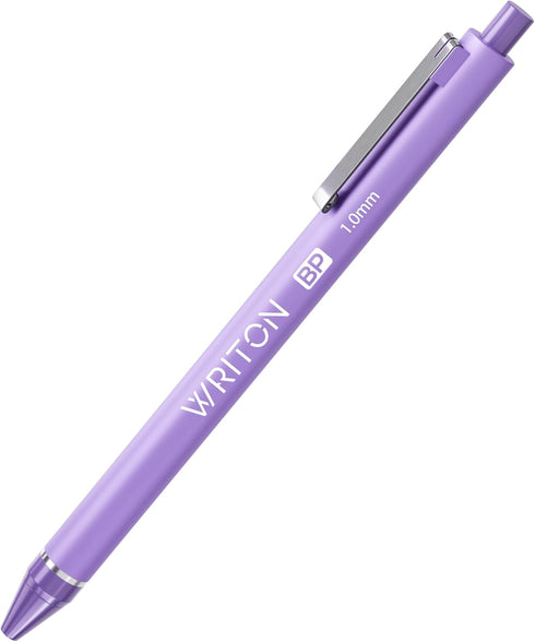 Writon Retractable Ballpoint Pens, Comfort Barrel, 1.0mm Medium Point, Purple Ink, 12 Pack...