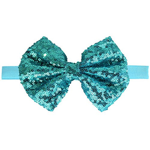 CÉLLOT 15pcs Baby Girl Headbands Sparkly Glitter Sequins 4" Big Hair Bows Ribbon Soft Stretchy Hair Bands for Infant Newborn and Toddlers...