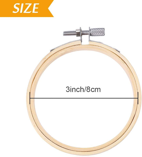 Pllieay 12 Pieces 3 Inch Embroidery Hoops Bamboo Circle Cross Stitch Hoop Ring for Embroidery, Art Craft Handy Sewing and Decoration...