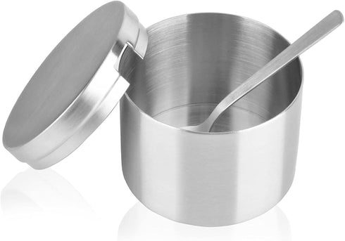 Sugar Container with Lid and Spoon,Spice Jars,Stainless Steel 12 Ounce Sugar Bowl,Multi-Function Spice Salt Brown Sugar Jars Container,Coffee Bar ...