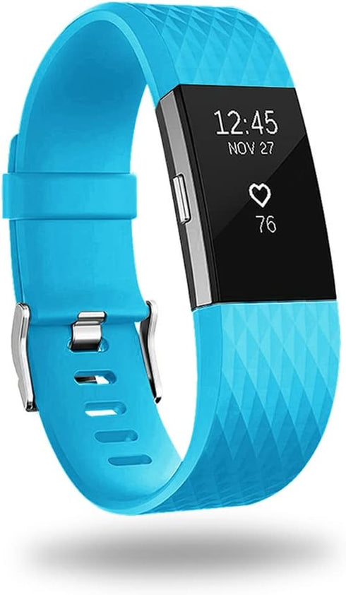 POY Replacement Bands Compatible for Fitbit Charge 2, Special Edition Adjustable Sport Wristbands, Large Cerulean...