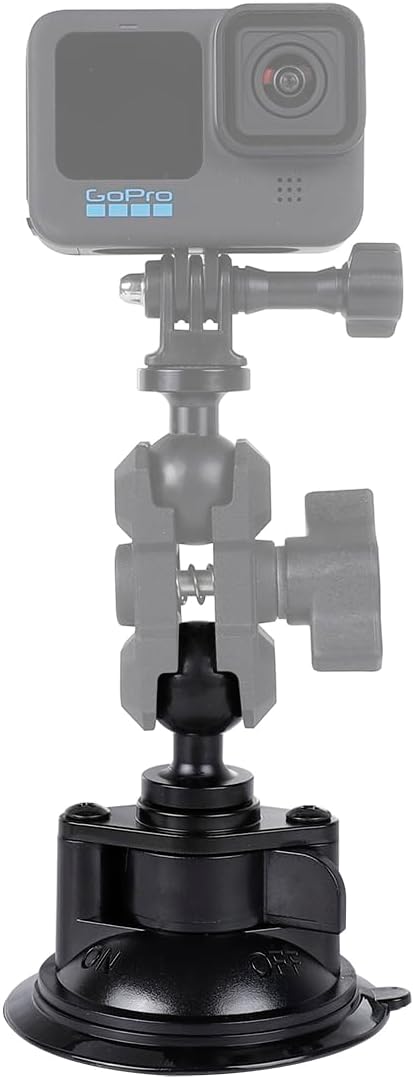 Suction Cup Base Mount with 25mm/1" Ball,Compatible with RAM Mounts and Other B Size Double Ball Socket Arm...