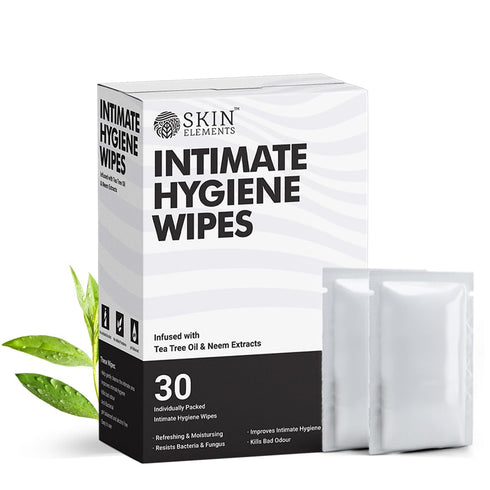 Skin Elements Intimate Hygiene Wipes | pH Balanced Wipes with Tea Tree Oil | Avoids Itching and Bad Odor | Pack of 30 Individually Wrapped Wipes...