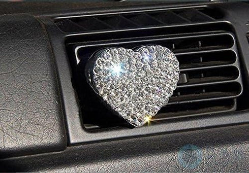 Crystal Sparking Heart Shape Natural Car Vent Clip Air Freshener For Auto (Silver)...