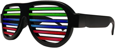 GS GLOWSEEN Light Up Shutter Glasses Sound Reactive - USB Rechargeable Rave Glasses - Black...