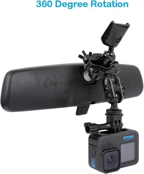 PellKing Dash GoPro Mount Rear View Mirror Holder Suction Cup Kit with Compatible with Insta360 X4/X3,One R,Rs,GoPro 11,10,9,8,7,6,5 etc and Other...