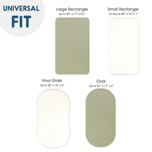 GRSSDER Stretchy Ultra Soft Fitted Bassinet Sheet 2 Pack, Universal Fit for Bassinets Baby Cradle Moses Basket Oval Rectangle Mattress Safe and Sn...