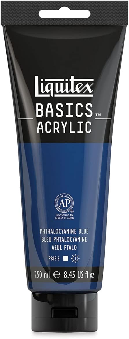 Liquitex BASICS Acrylic Paint, 250ml (8.5-oz) Tube, Phthalocyanine Blue...