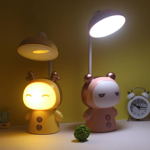 Kids Desk Lamp with Night Light Cute Cartoon Lamp 360° Goose Neck LED Folding Reading Light for Bedroom Children Bedside Study Table Lamp (Purple)...