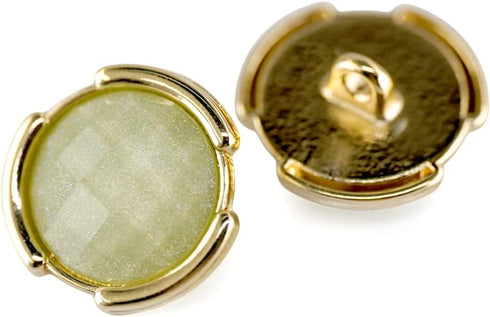 Green Beveled Cut Glass Gap Edges Sewing Shank Buttons 20 Pcs - 18mm, 23/32"...