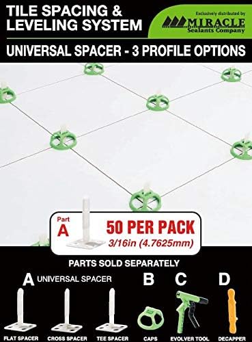 Miracle Sealants LEV316UN5 Levolution Universal Tile Spacing Tools, 3/16 in, (50 pcs), Pieces...