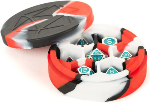 FanRoll by Metallic Dice Games Silicone Round Dice Case: Red/Black/White, Role Playing Game Dice Accessories for Dungeons and Dragons...