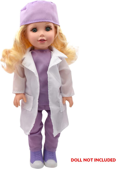 New Adventures Style Girls: 18" Doctor Dress Up Set - 15 Piece Outfit & Accessory Set, Dress Up, Doll Accessories, Purple White & Pink...