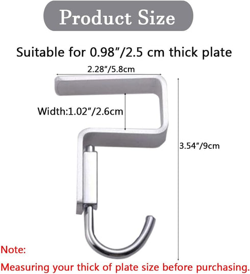 2 Pcs Desk Hook, Student Desktop Nail-Free Hook, Under Table Hook for Schoolbag, Space Aluminium Alloy, Hanger Hooks for Bag Purse Clothes Backpac...