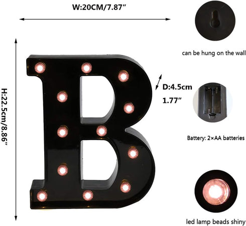 Light Up Black Alphabet Marquee Letters Sign LED Marquee Number Lights Sign for Night Light Home Bar Christmas Lamp Birthday Party Wedding Decorat...
