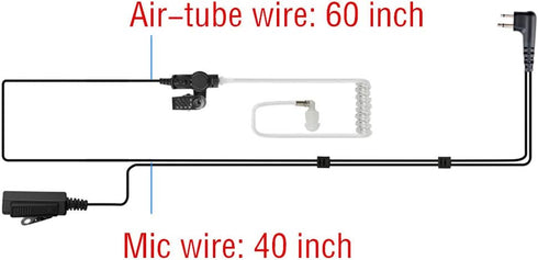 A 2 Pin Transparent Acoustic Tube Earpiece/Headset for Motorola Two Way Radio CP200, CLS1110,CLS1410 Walkie Talkies...
