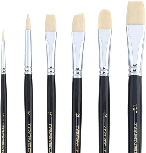 Transon Paint Brush Set 6pcs Art Painting Flexible Bristle for Acrylic Watercolor Gouache Oil Leather Canvas and Face Painting...