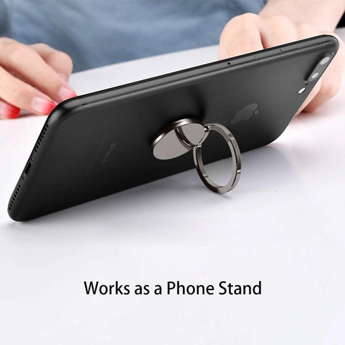 Ultra Slim Phone Ring Holder, Tomorotec Thin Cell Phone Ring Stand for Magnetic Car Mount with Black Car Mount Hook - for iPhone X XR XS 8 7 Plus ...