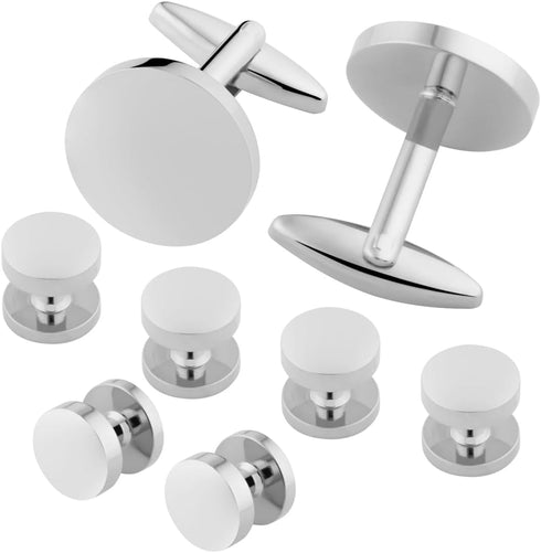 GWD Mens Cufflinks Stainless Steel Tuxedo Shirt Studs Set with Gift Box Silver Black Gold Cuff link Jewelry Gift Wedding Business...