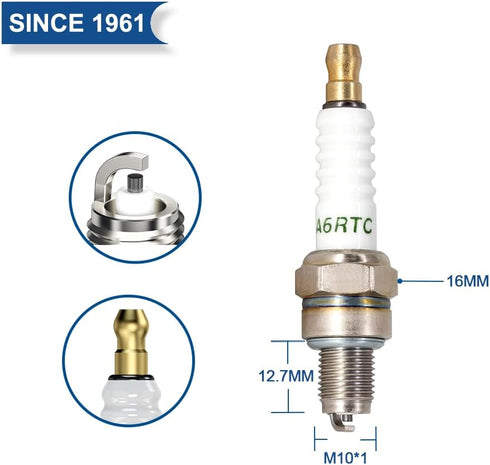 TORCH A6RTC Spark Plug Replace for NGK 2983/CR6HSA Spark Plug, for Denso IUF22 U20FSR-U Spark Plug, for Champion 889 Z6 Spark Plug, for Brisk NAR1...