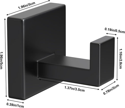 VAEHOLD 4 Pack Robe Towel Hooks for Bathrooms Matte Black Coat Hooks for Hanging Stainless Steel Heavy Duty Wall Mounted Shower Hooks Wall Hooks f...