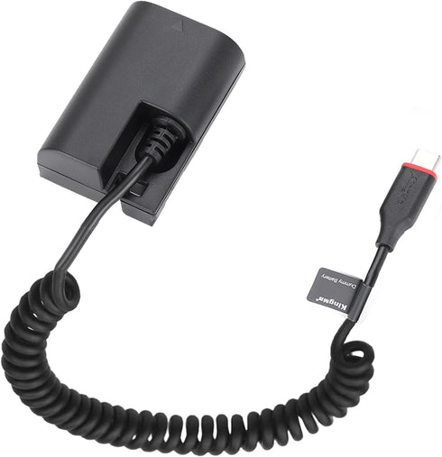 King Ma LP-E6 Dummy Battery Decoded LP-E6 Battery Replacement with Type-C Spring Power Adapter Cable for Canon EOS 5D4 80D 5D2 5D3 70D 60D 6D 7D2 ...