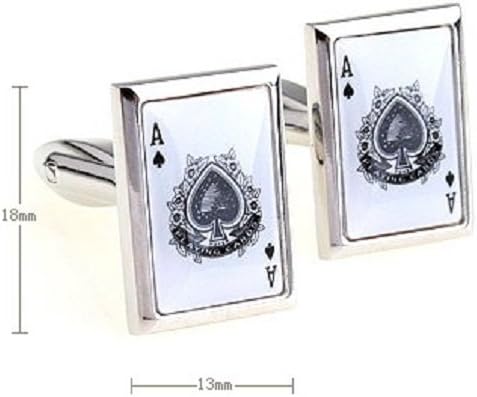 Ace of Spades White Card Poker Gambling Casino Pair of Cufflinks in a Presentation Gift Box & Polishing Cloth...