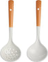 Ceramics Ladle Spoon Set of 2 Large Soup Ladle with Skimmer Slotted Spoons Kitchen Ladles Hot Pot Strainer Spoons for Cooking Serving Stirring (St...