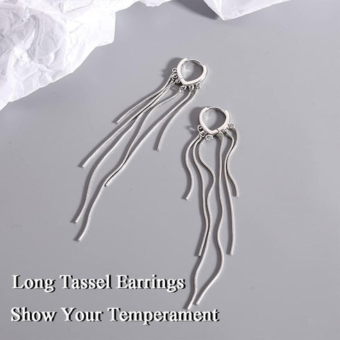 Sterling Silver Women's Tassel Earrings Gold 925 Silver Chandelier Threading Long Gold Dangle Earrings...