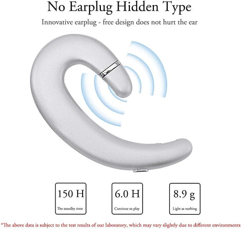 Ear Hook BT Wireless Headphone,Non Ear Plug Headset with Microphone,Single Ear Noise Cancelling Earphones Painless Wearing for Android Smartphones...