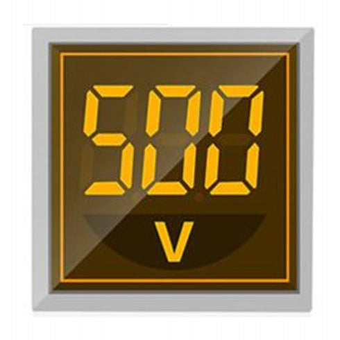Digital Display AC Voltage Indicator, 22mm Square Head LED Voltage Tester AC50~500V Voltmeter Monitor (Yellow)...