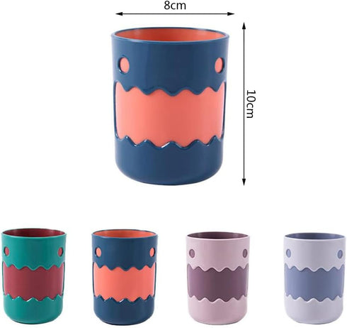 Cute Little Monster Color Matching Mouthwash Cup, Reusable Toothbrush Holder, Bathroom Cup, Tooth Brushing Cup, Plastic 450ml (Set of 4)...