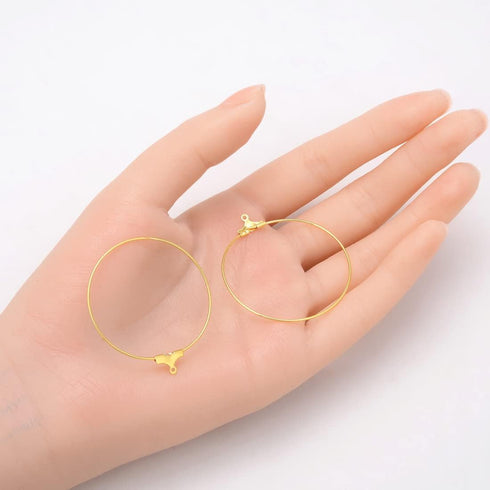 20pcs Adabele Tarnish Resistant Gold 40mm Round Circle Beading Hoop Link Connector Earring Findings for Earrings Jewelry Making BF130-6...