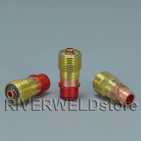 RIVERWELD TIG Stubby Gas Lens 17GL18 (1/8" & 3.2mm) Orifice Fit SR WP 17 18 26 TIG Welding Torch 3pk...