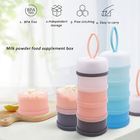 Baby Milk Powder Formula Dispenser, Non-Spill Portable and Stackable Formula Travel Container, 4 Layers Twist Lock Snack Storage Container for Pro...