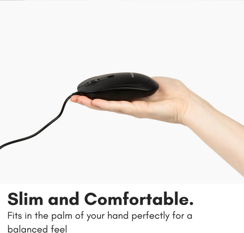 Computer Mouse Wired, Macally Silent USB Mouse - Slim & Compact USB Mouse for Apple Mac or Windows PC Laptop/Desktop - Designed with Optical Senso...