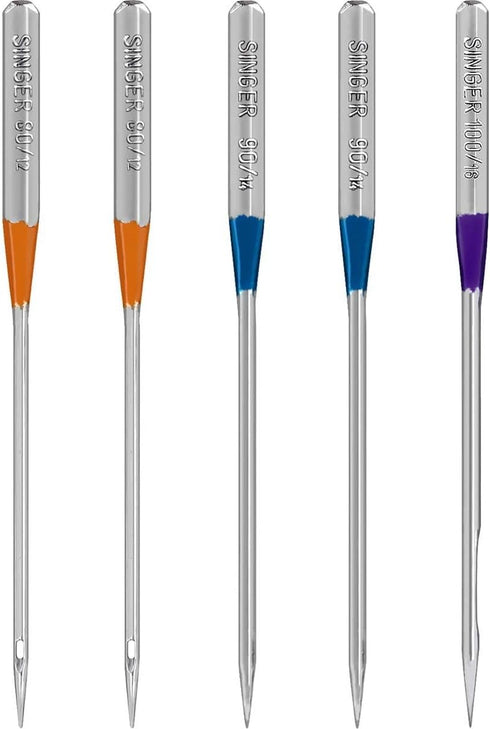 SINGER 04803 Regular Point Overlock Needles, 5-Count, Sizes 80/12, 90/14, 100/16...