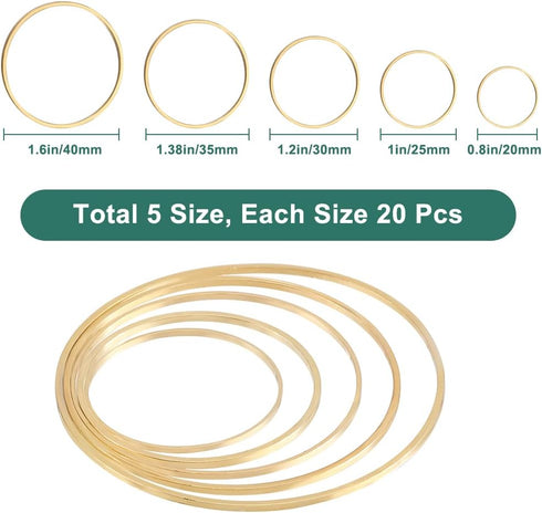 1 Box 5 Styles 100pcs Gold Earring Beading Hoops Round Circle Beading Hoop Brass Linking Earrings Beading Hoop Findings for Jewelry Making Supplie...