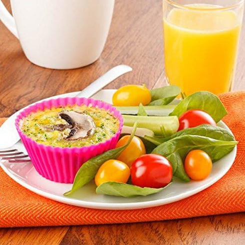 Silicone Baking Cups Muffin Cupcakes Liners Molds Sets in Storage Container Silicone Lunch Box Dividers Bento Box Accessories -36 Pack...