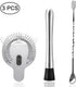 SENHAI Stainless Steel Cocktail Muddler, Spiral Mixing Spoon & 4-Prong Bar Strainer, Home Bar Bartender's Muddling Tool Set...