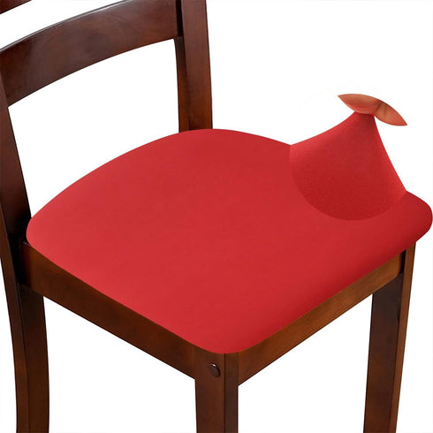 Chair Seat Covers Set of 4 Stretch Red Chair Covers for Dining Room Square Removable Washable Chair Protector Seat Cushion Slipcovers for Kitchen ...