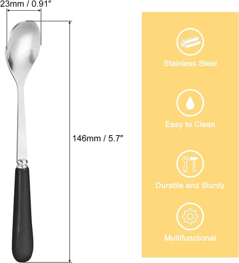uxcell Stainless Steel Coffee Spoon with Ceramic Handle 5.7 Inch Small Dessert Spoons Tea Spoon for Cake Sugar Coffee, Black...