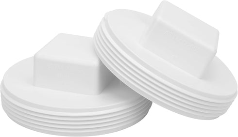 2Pack 4 Inch PVC Male Threaded Pipe End Cap SCH40 PVC Pipe Male Thread Plug 4" PVC NPT Male End Cap Adaptor, PVC Cleanout End Cap Plug, PVC NPT Ma...