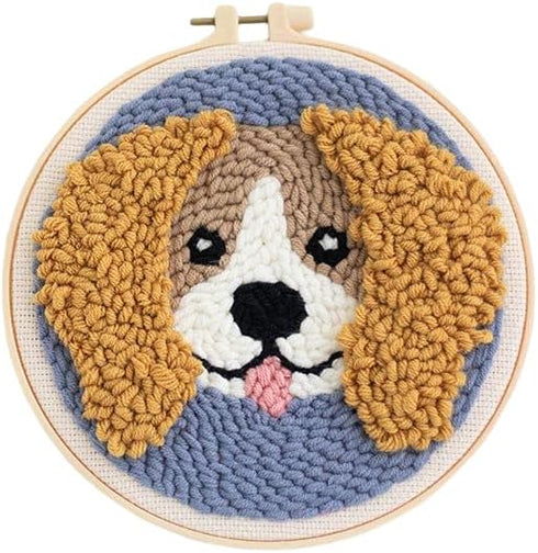 Punch Needle Embroidery kit DIY Dog Cross Stitch Hoop Craft Kits Handcraft Embroidery...