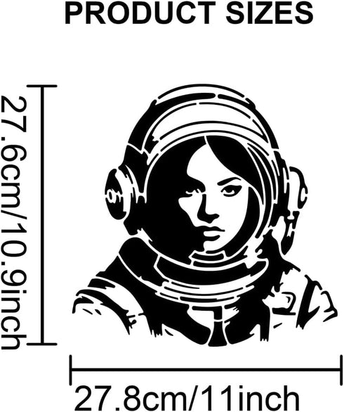 Female Astronaut Stencil 11.8×11.8inch Spacewoman Stencil Template Space Theme Drawing Stencil with Paint Brush for Walls Fabric Furniture Room De...
