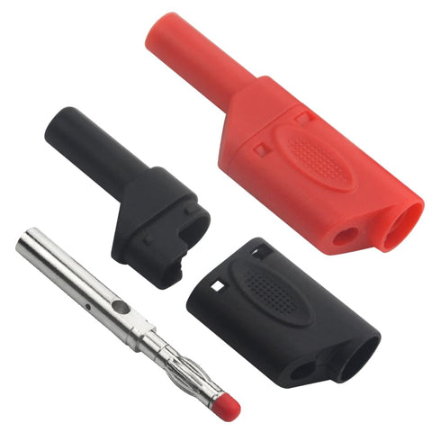 WMYCONGCONG 10 PCS Safety Fully Insulated 4mm Banana Plugs DIY Wire Solder Male Stackable Connectors with Jack Socket Adapters for Multimeter Test...